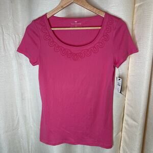 Talbots Pima Cotton Pink Round neck top NWT size small